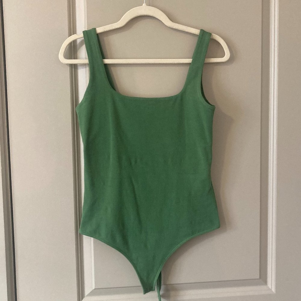 Abercrombie Square Neck Tank Bodysuit Green